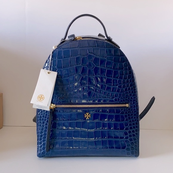 tory burch croc embossed backpack